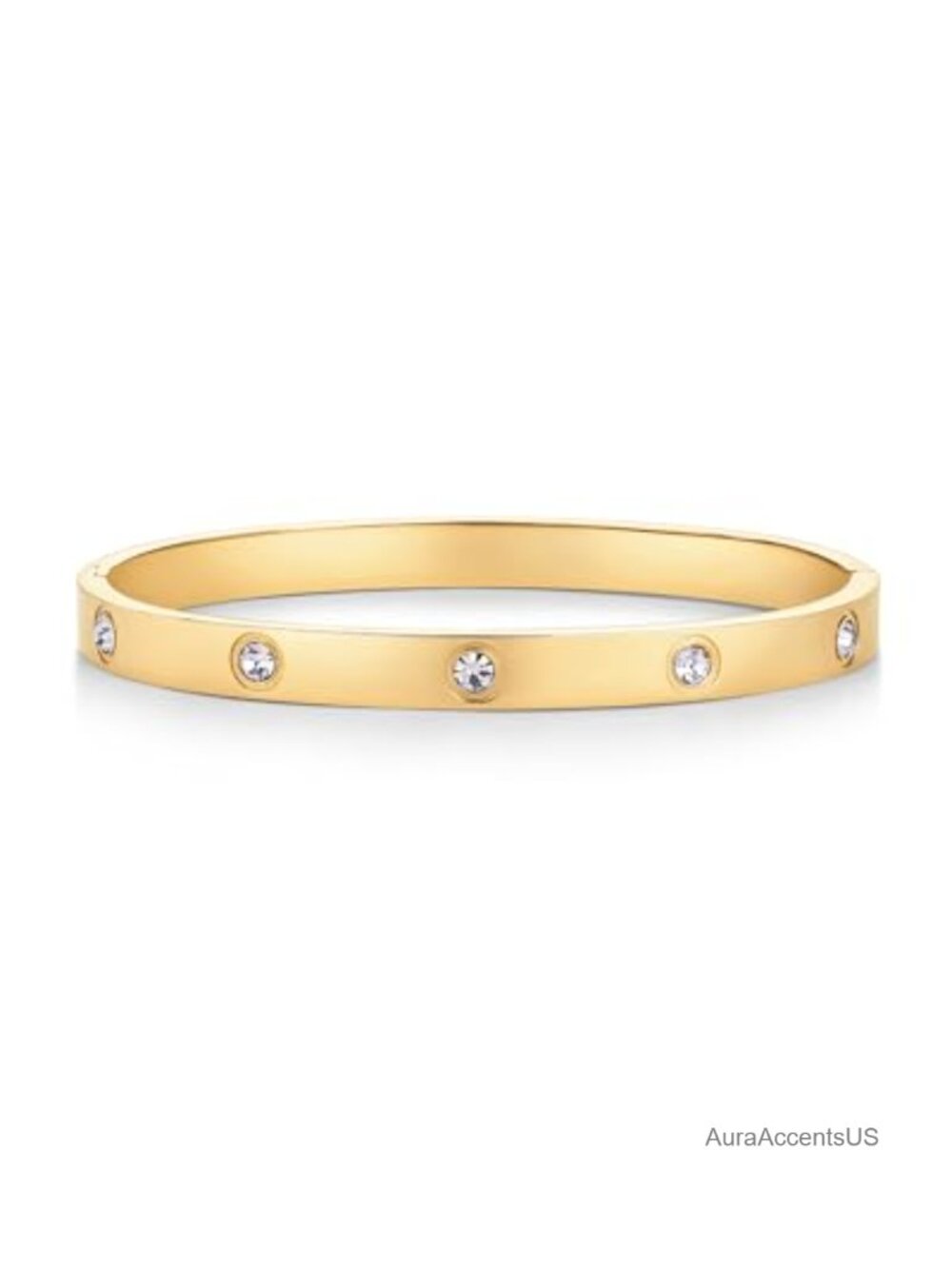 14K Gold Plated Bangle Bracelet Waterproof Cubic Zirconia for Women